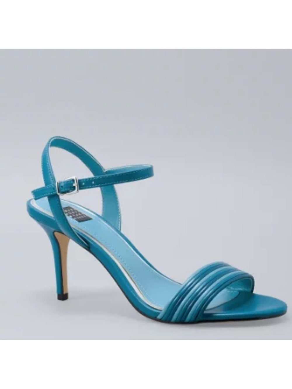 White House Black Market Ari Strappy Heels in Petrol Blue size 8 Y2K Kitten Heel